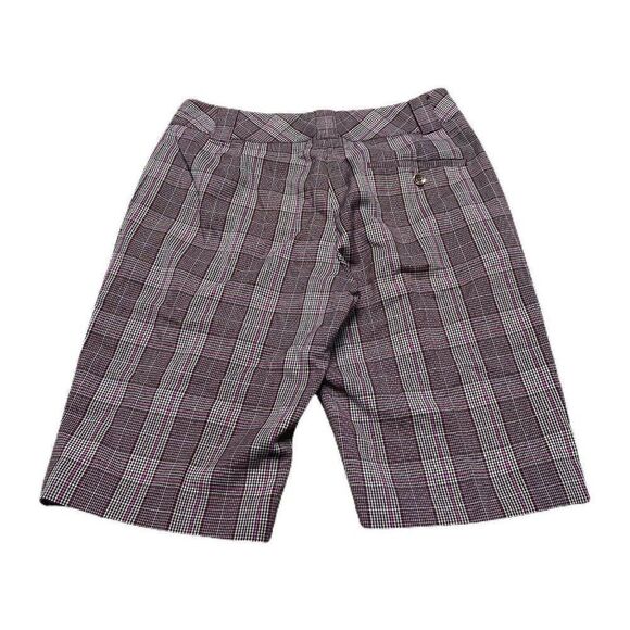 Sport Haley Plaid Golf Shorts Size 4 Pink Fuschia Brown Bermuda Casual Summer - Picture 3 of 3